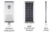 Уличный светильник на солнечной батарее 25W, 6400К, алюминий, с датчиком движения, IP65, SP2337, артикул 32189
