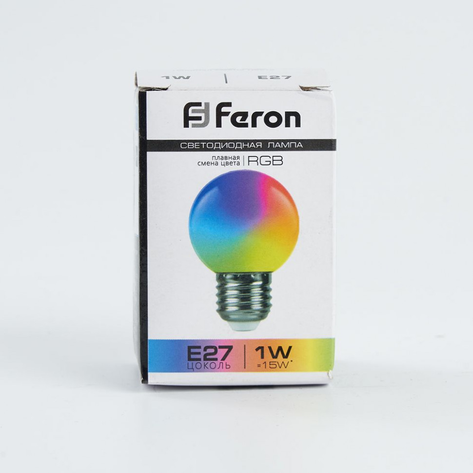 Лампа светодиодная Feron LB-37 Шарик матовый E27 1W 230V RGB плавная сменая цвета, артикул FERON 38116