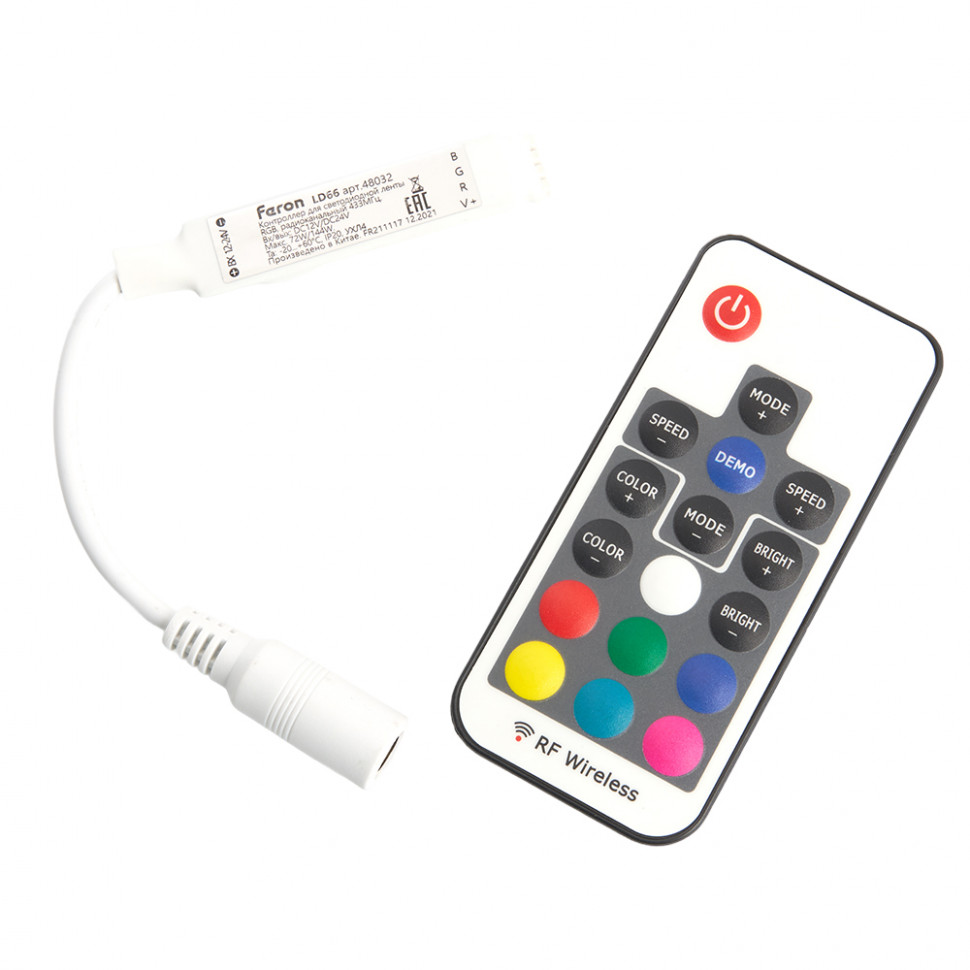 Контроллер RGB mini для светодиодной ленты с П/У,12-24V, LD66, артикул FERON 48032