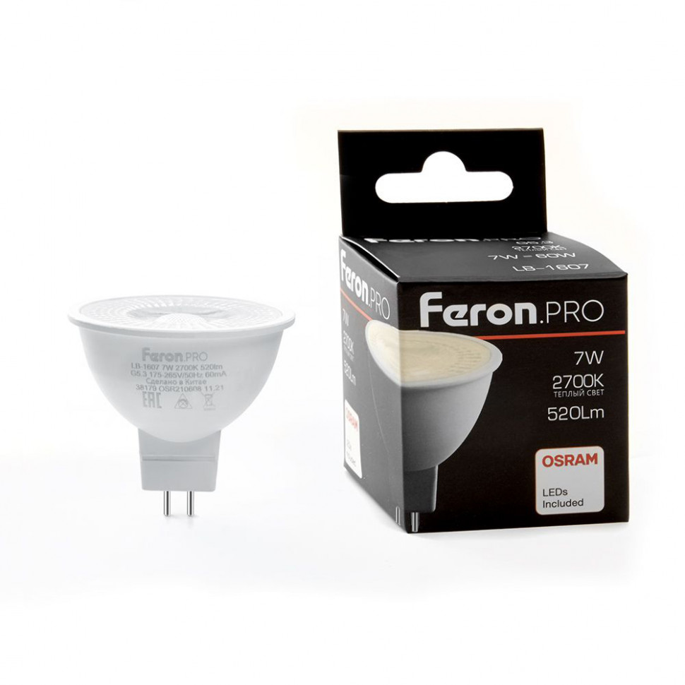 Лампа светодиодная Feron.PRO LB-1607 G5.3 7W 175-265V 2700K, артикул FERON 38185
