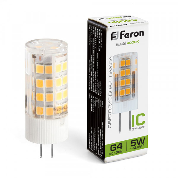 Лампа светодиодная Feron LB-432 G4 5W 175-265V 4000K