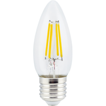 Лампа светодиодная Ecola candle   LED  5,0W  220V E27 2700K 360° filament прозр. нитевидная свеча (Ra 80, 100 Lm/W) 96х37