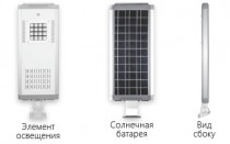 Уличный светильник на солнечной батарее 30W, 6400К алюминий, с датчиком движения, IP65, SP2338, артикул 32190