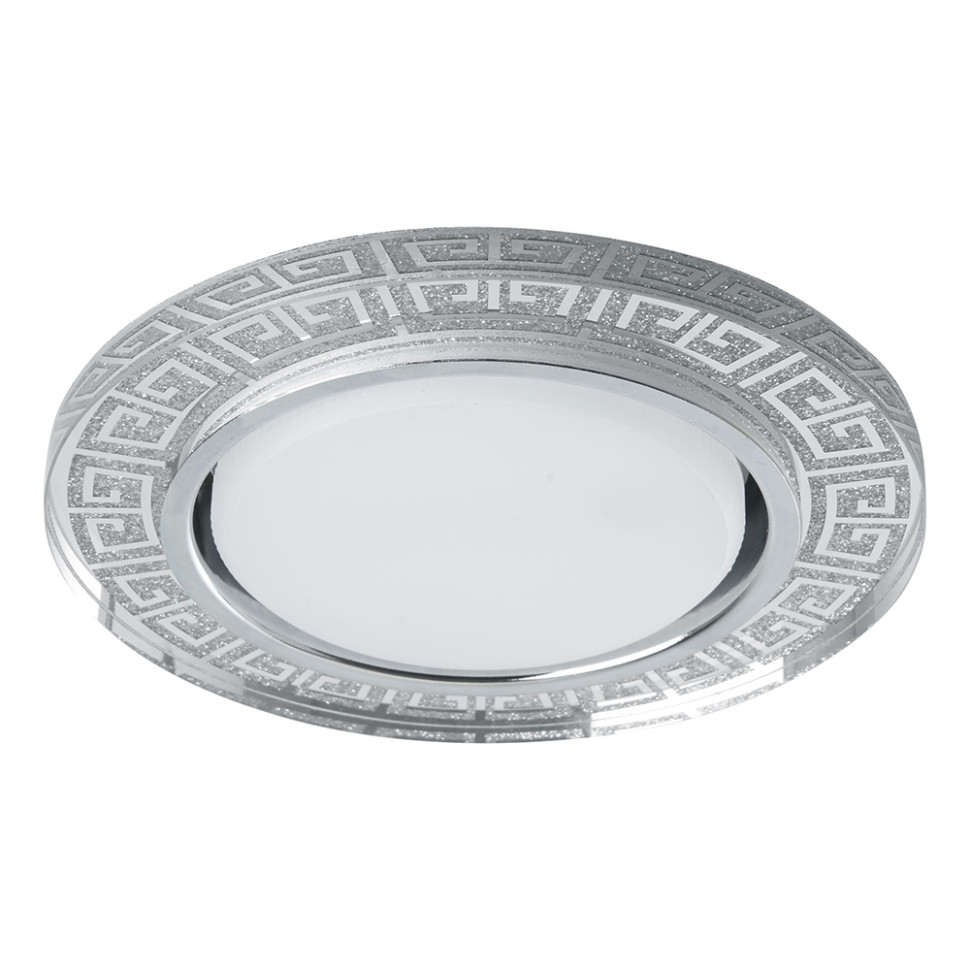 Светильник встраиваемый с белой LED подсветкой Feron CD4981 потолочный GX53 без лампы, прозрачный, серебро, артикул FERON 41906