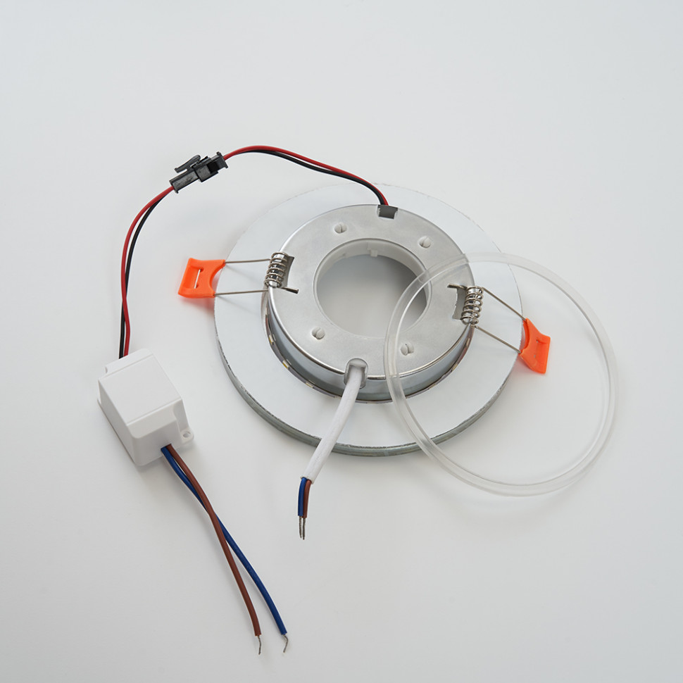 Светильник встраиваемый с белой LED подсветкой Feron CD4981 потолочный GX53 без лампы, прозрачный, серебро, артикул FERON 41906