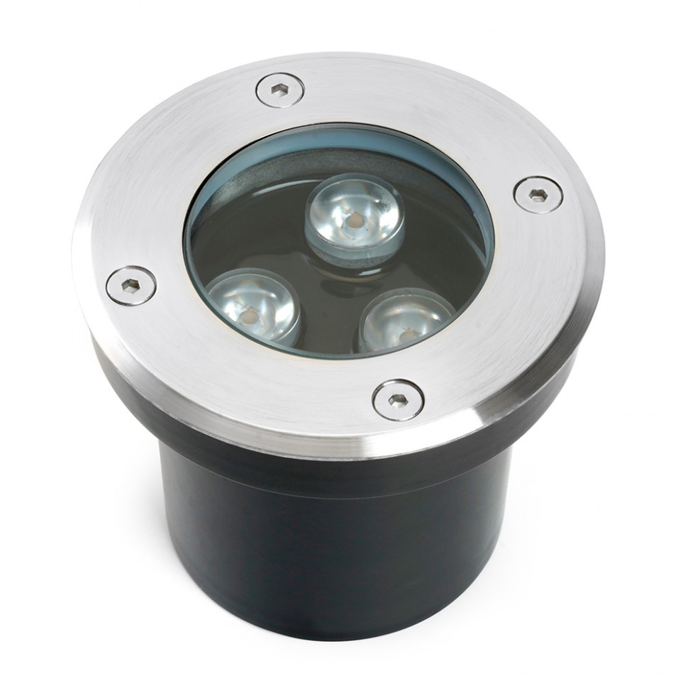 Светодиодный светильник тротуарный (грунтовый) Feron SP2801, 3W, AC/DC12-24V, низковольтный, 4000К, черный,100*H80mm, вн.диаметр: 70mm, IP67, артикул FERON 48345
