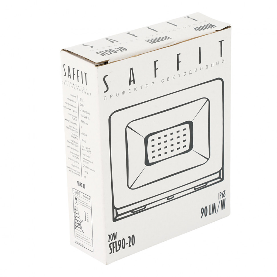 Светодиодный прожектор SAFFIT SFL90-20 IP65 20W 4000K черный, артикул SAFFIT 55075