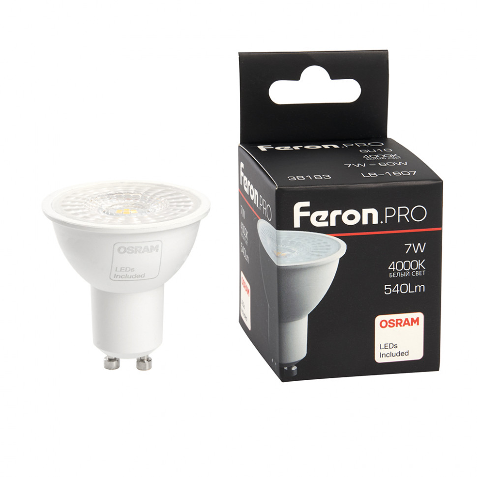Лампа светодиодная Feron.PRO LB-1607 GU10 7W 175-265V 4000K, артикул FERON 38183