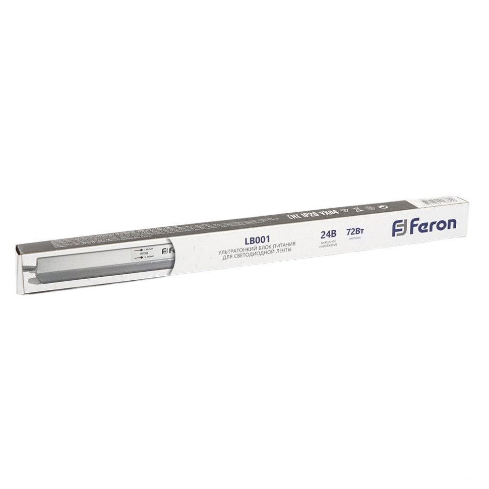 Трансформатор электронный для светодиодной ленты 72W 24V (драйвер), LB001 FERON, артикул FERON 48741