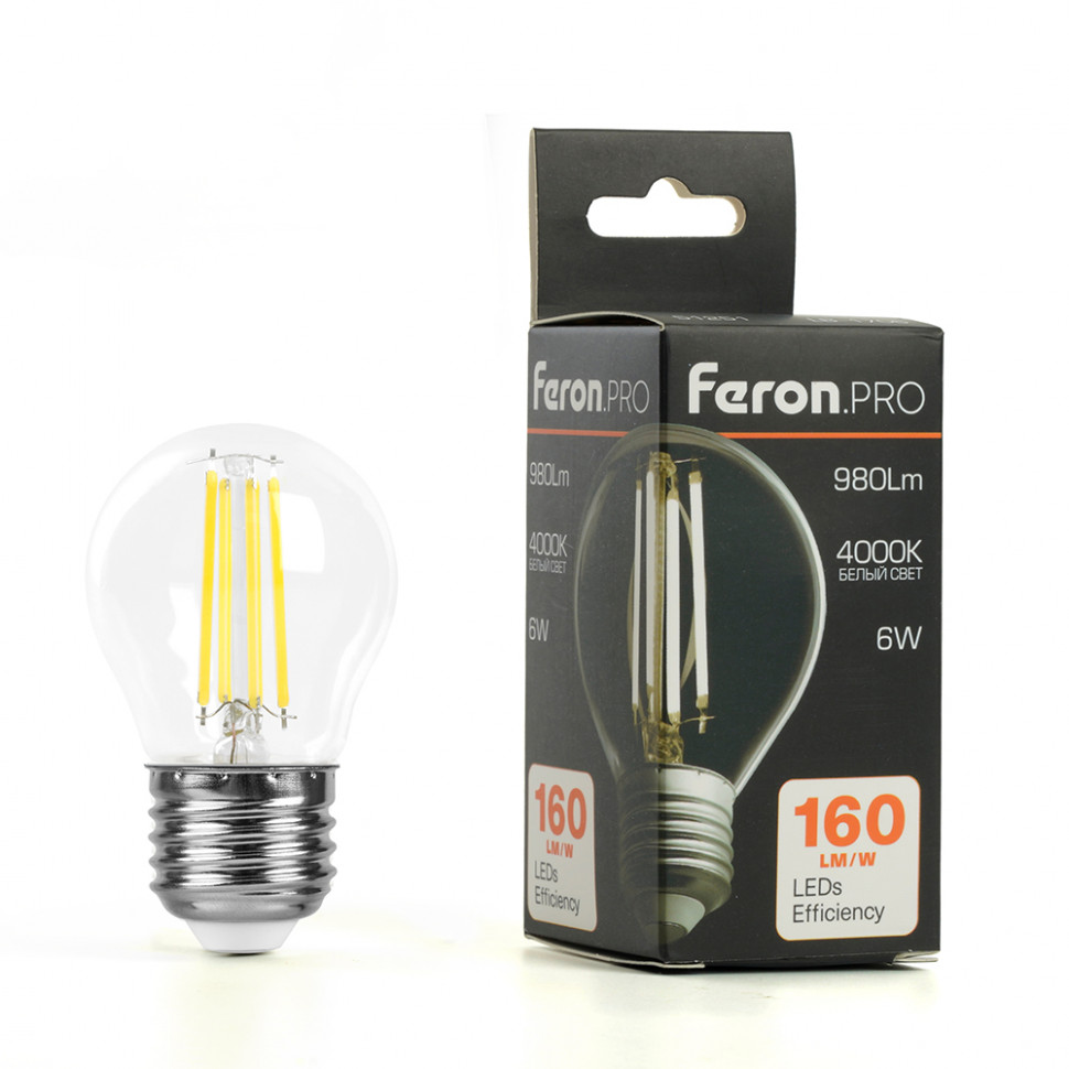 Лампа светодиодная Feron.PRO LB-1706 Шарик E27 980LM 6W 175-265V 4000K, артикул FERON 51251