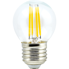 N7PV50ELC Лампа светодиодная Ecola globe   LED Premium  5,0W G45 220V E27 4000K 360° filament прозр. нитевидный шар (Ra 80, 100 Lm/W, КП=0) 68х45 