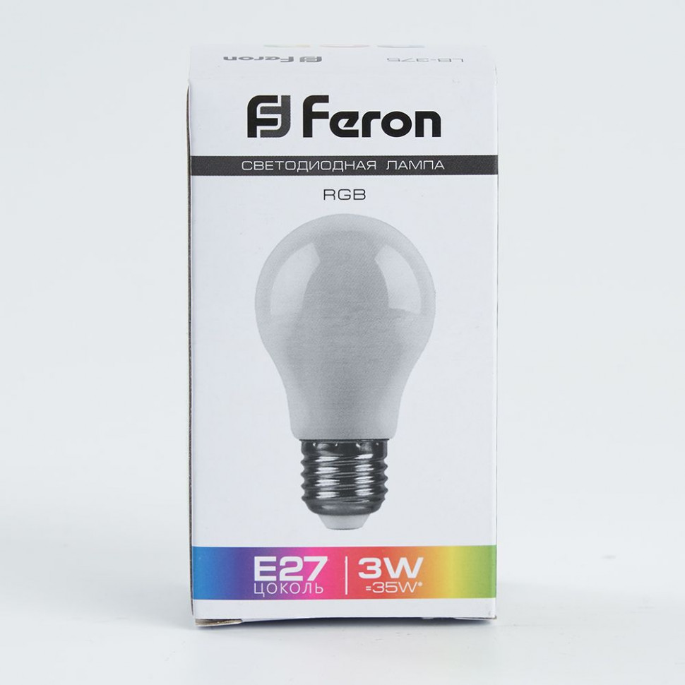 Лампа светодиодная Feron LB-375 E27 3W матовая 230V RGB плавная сменая цвета, артикул FERON 38118