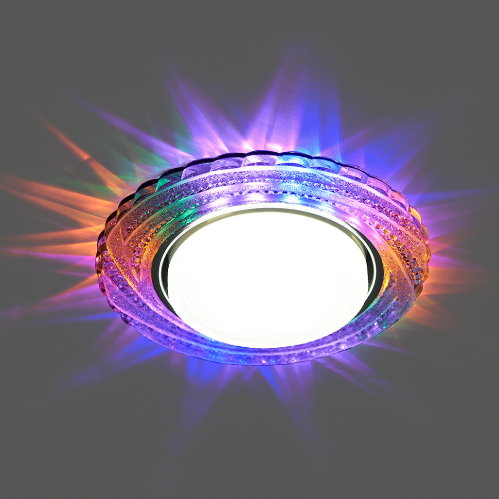 Светильник встраиваемый с белой LED подсветкой Feron CD4037 RGB потолочный GX53 без лампы, прозрачный, хром, артикул FERON 41905