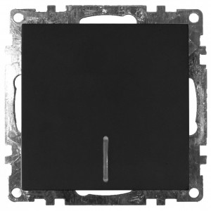 39605 Выключатель 1-клавишный c индикатором (механизм) STEKKER GLS10-7101-05, 250В, 10А, серия Катрин, черный 