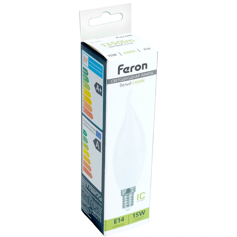 Лампа светодиодная Feron LB-980 Свеча на ветру E14 15W 175-265V 4000K, артикул FERON 52075