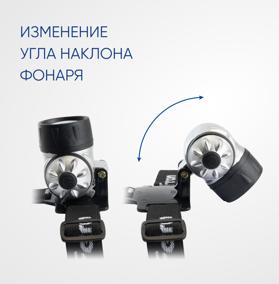 Фонарь налобный FERON TH2303 на батарейках 3*AAA, 1W 7LEDs IP44 пластик, артикул FERON 41707