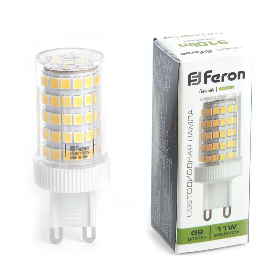 Лампа светодиодная Feron LB-435 G9 11W 175-265V 4000K, артикул FERON 38150