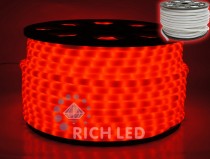 Светодиодный дюралайт 2-х провод. 100 метров красный, молочный Rich LED