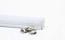 Профиль алюминиевый для светодиодной ленты Feron "накладной" с заглушками, c квадратной крышкой, серебро, CAB275