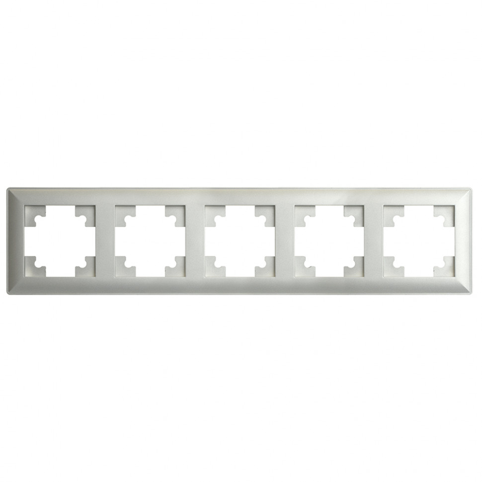 Рамка STEKKER, PFR00-7005-03 5-местная, пластик, серия Катрин, серебро, артикул STEKKER 39801
