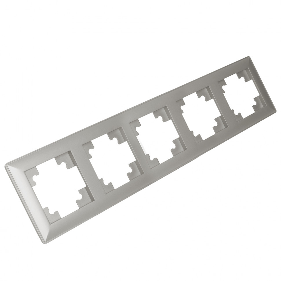 Рамка STEKKER, PFR00-7005-03 5-местная, пластик, серия Катрин, серебро, артикул STEKKER 39801