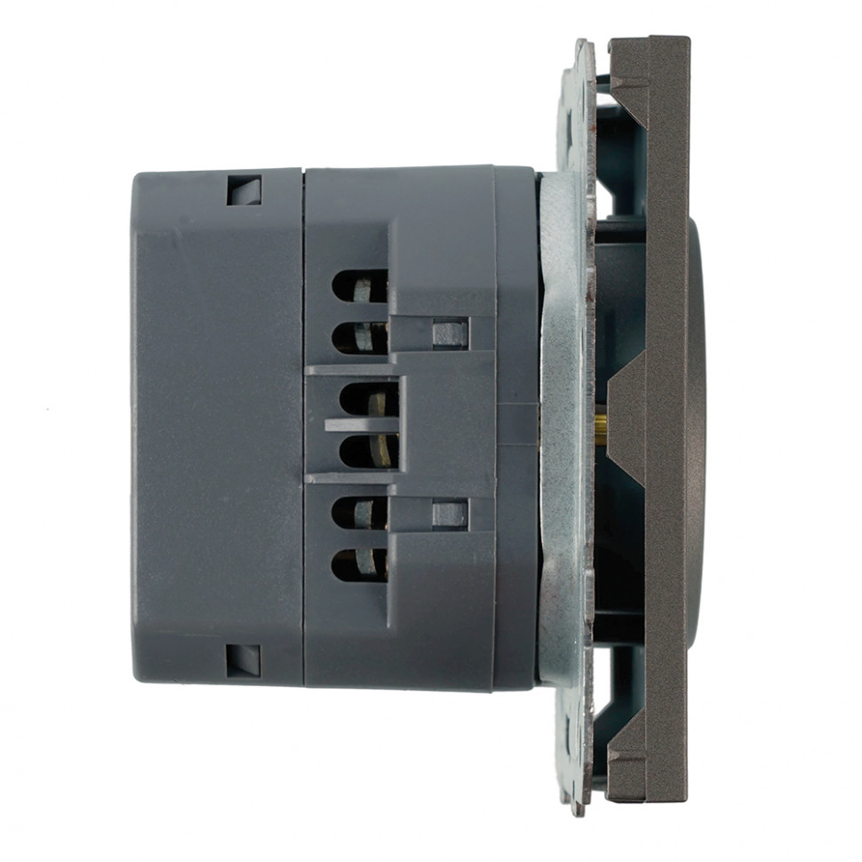 Розетка 1-местная з/ш с/з 16А + USB + Type C (механизм), STEKKER, 250В, 20W, серия Эмили, RST16-5119-09, антрацит, soft touch, артикул STEKKER 50361