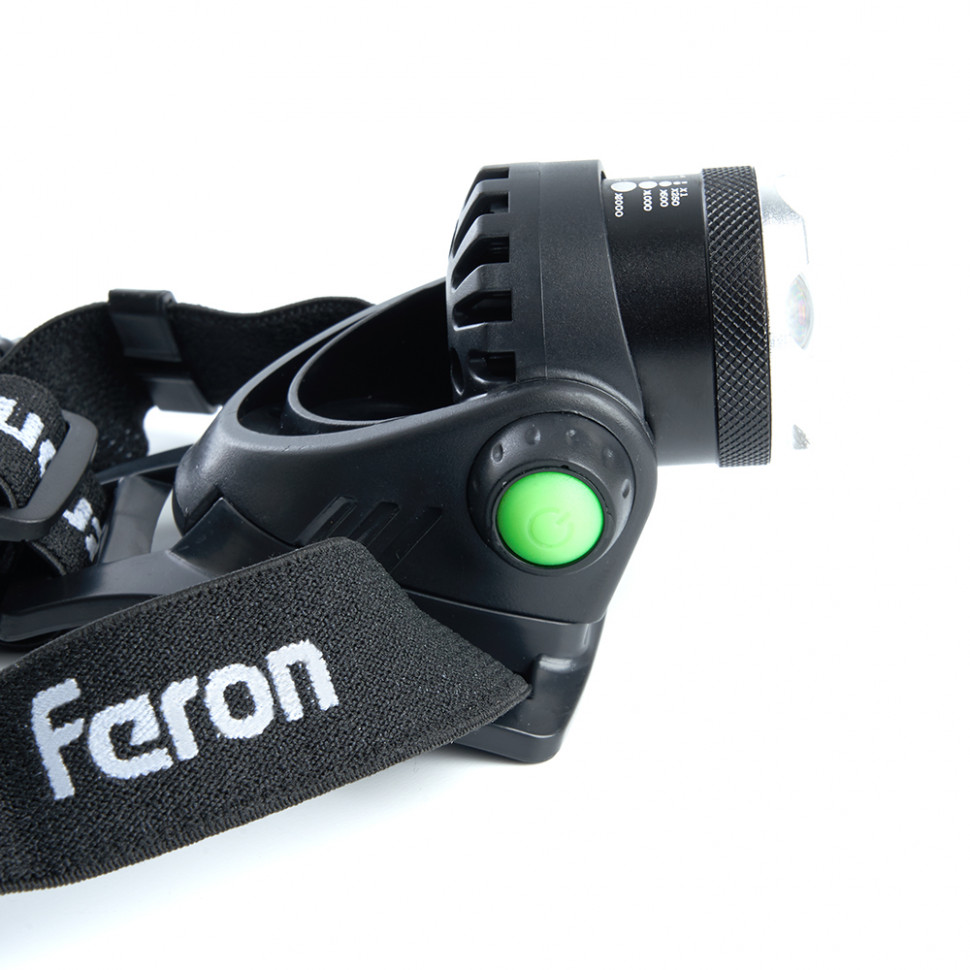 Фонарь налобный FERON TH2305 ZOOM c аккумулятором 5W, 2*18650 IP44 пластик/алюминий, артикул FERON 41709