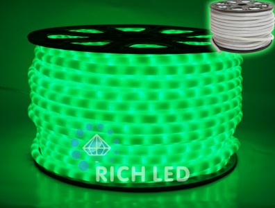 RL-DL-2WHM-100-240-G Светодиодный дюралайт 2-х провод. 100 метров зеленый, молочный Rich LED 