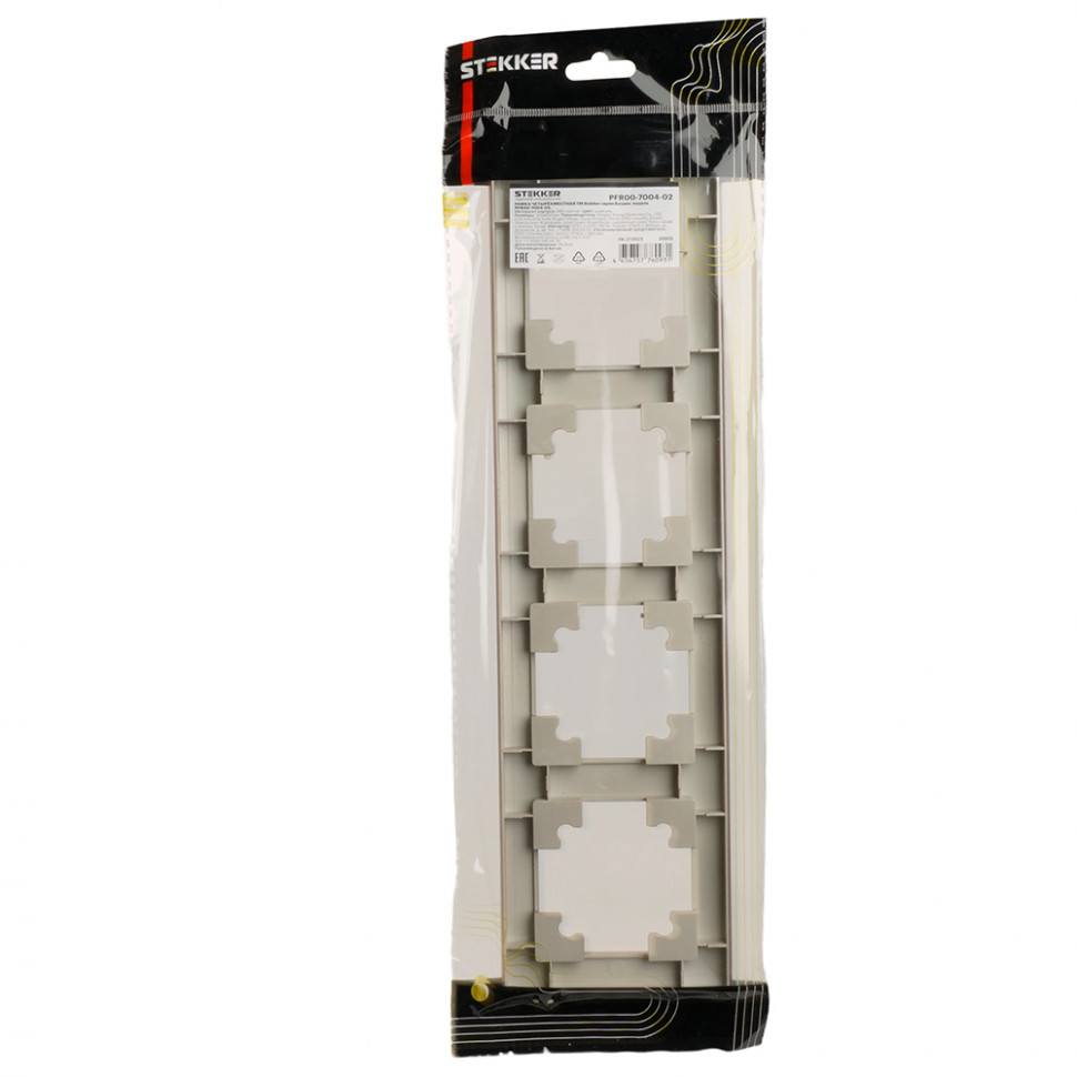 Рамка STEKKER, PFR00-7004-02 4-местная, пластик, серия Катрин, шампань, артикул STEKKER 39805