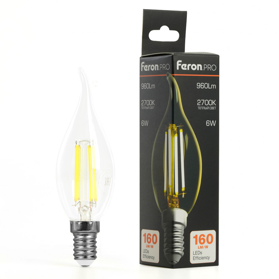 Лампа светодиодная Feron.PRO LB-1216 Свеча на ветру E14 960LM 6W 175-265V 2700K, артикул FERON 51262