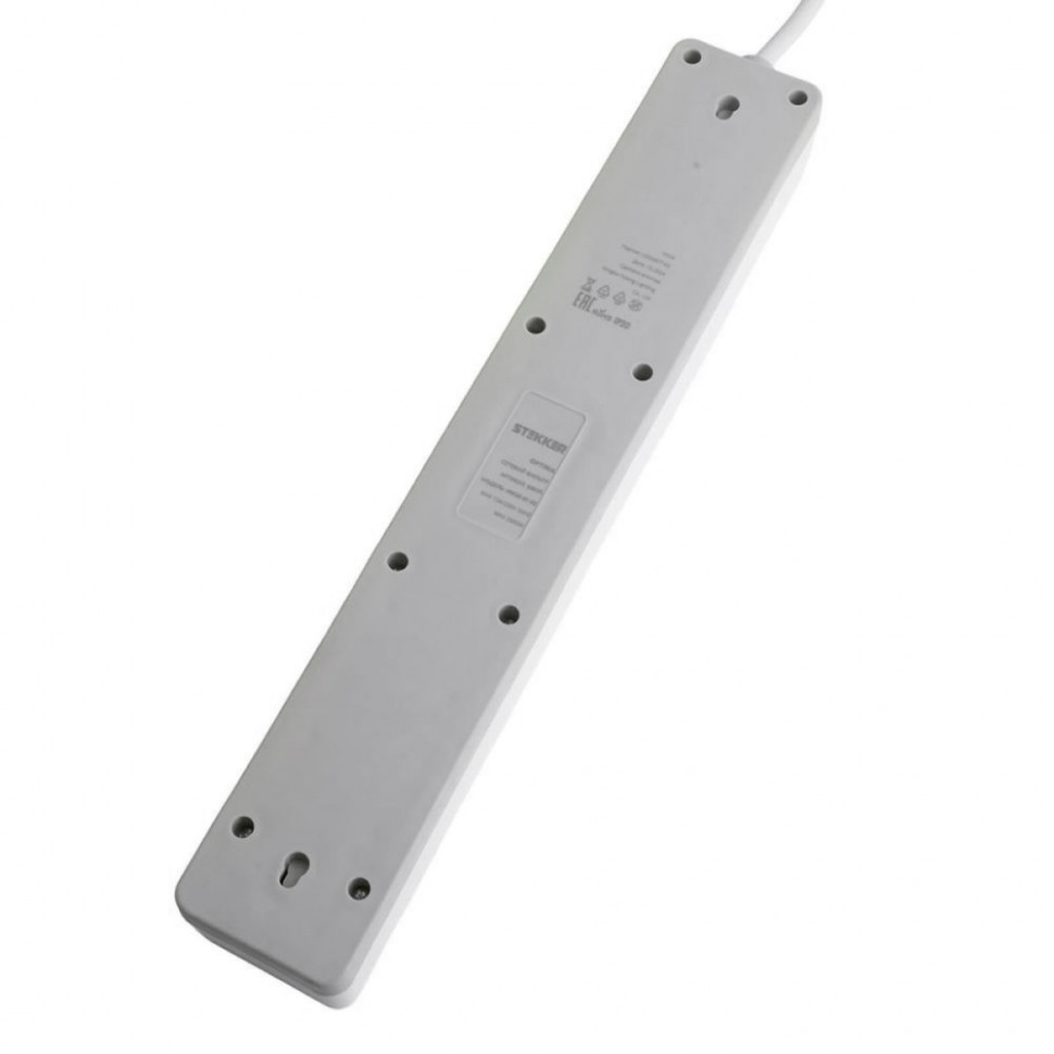 Сетевой фильтр 6-местный с/з STEKKER HM20-61-02 3x1мм2, 1,8 м, серия Optima, белый, артикул STEKKER 50095