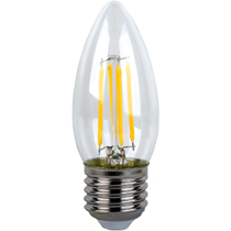 Лампа светодиодная Ecola candle   LED Premium  5,0W  220V E27 2700K 360° filament прозр. нитевидная свеча (Ra 80, 100 Lm/W, КП=0) 96х37