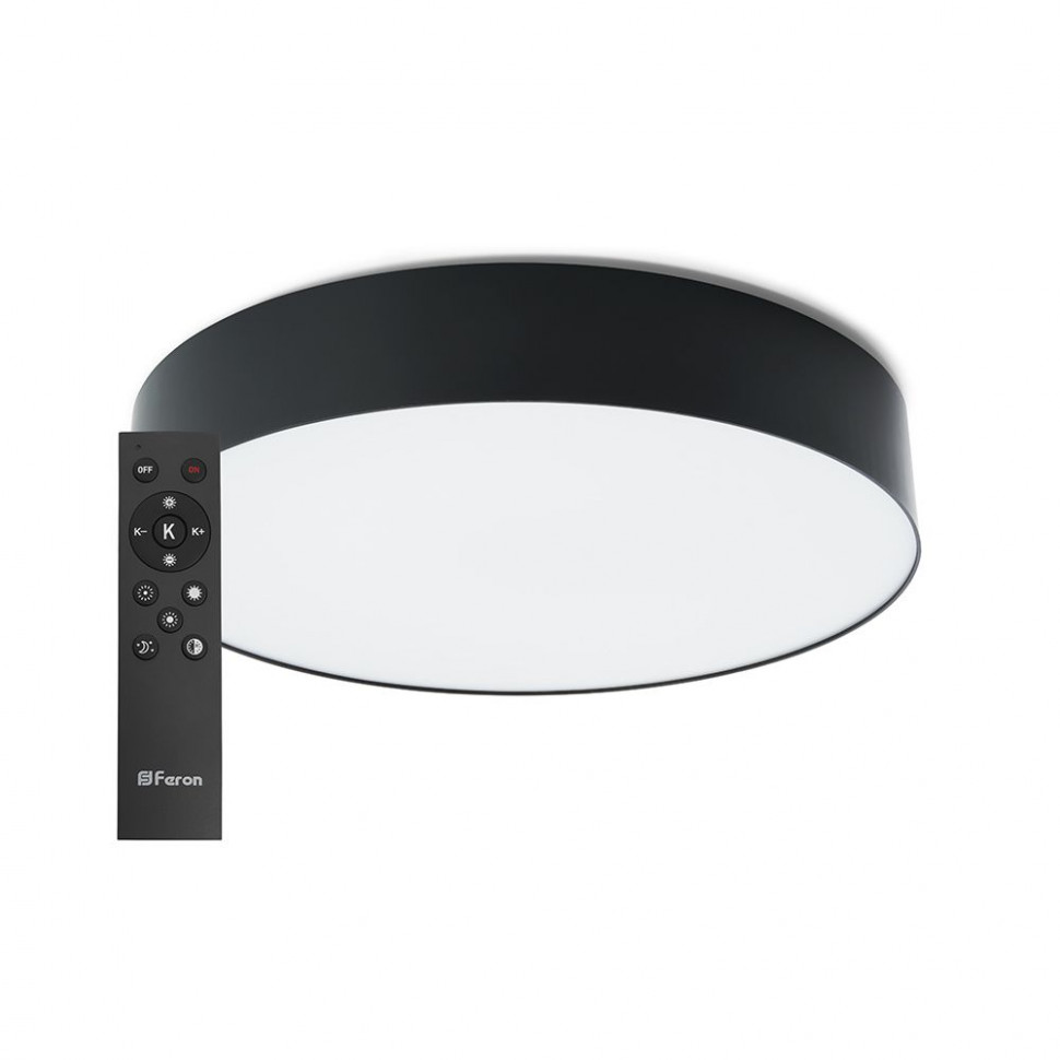 Светодиодный управляемый светильник Feron AL6200 “Simple matte” тарелка 60W 3000К-6500K черный, артикул FERON 48066