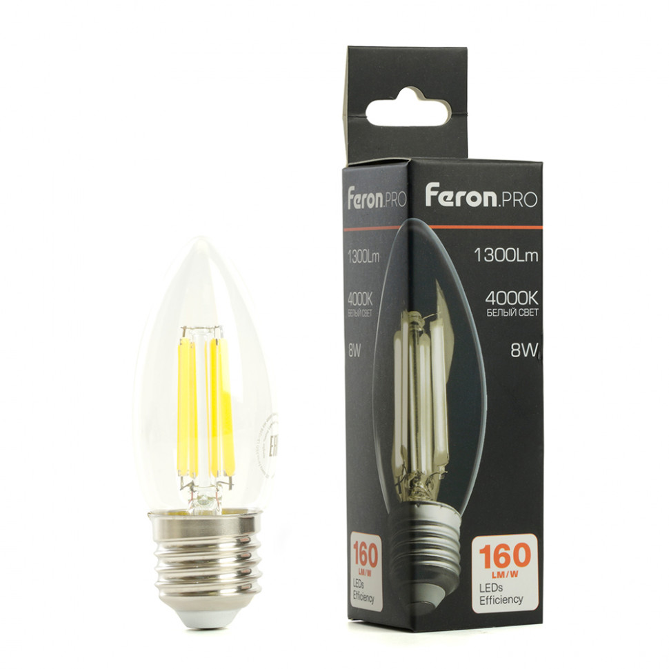Лампа светодиодная Feron.PRO LB-1208 Свеча E27 1300LM 8W 175-265V 4000K, артикул FERON 51242