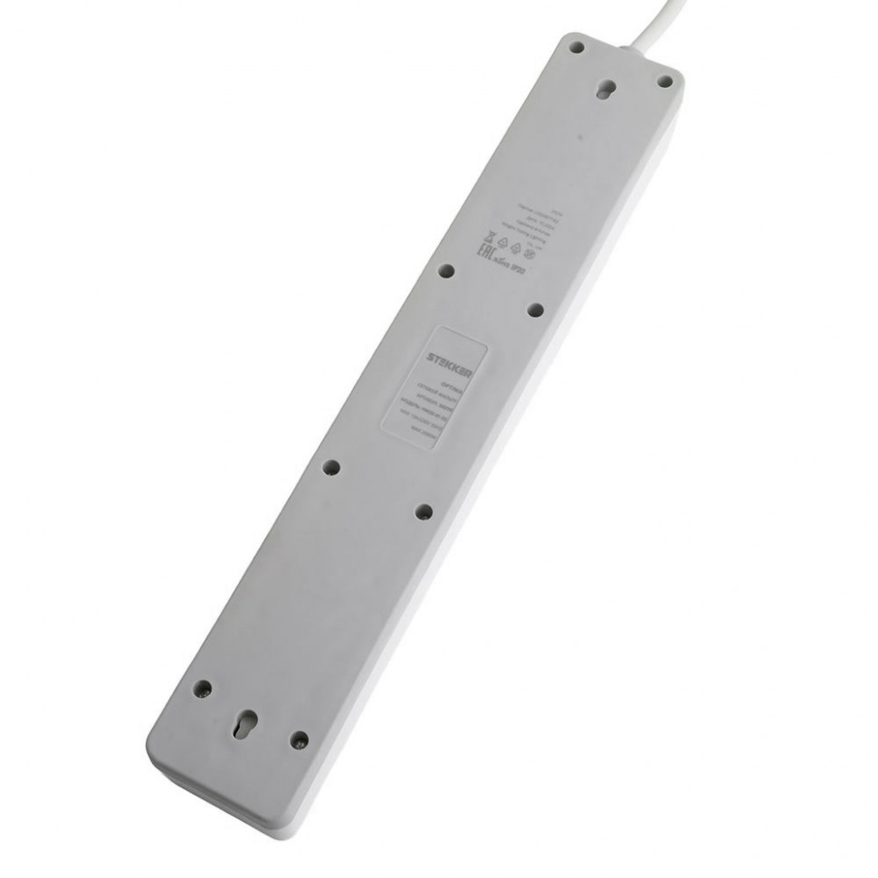 Сетевой фильтр 6-местный с/з STEKKER HM20-61-053x1мм2, 5 м, серия Optima, белый, артикул STEKKER 50097