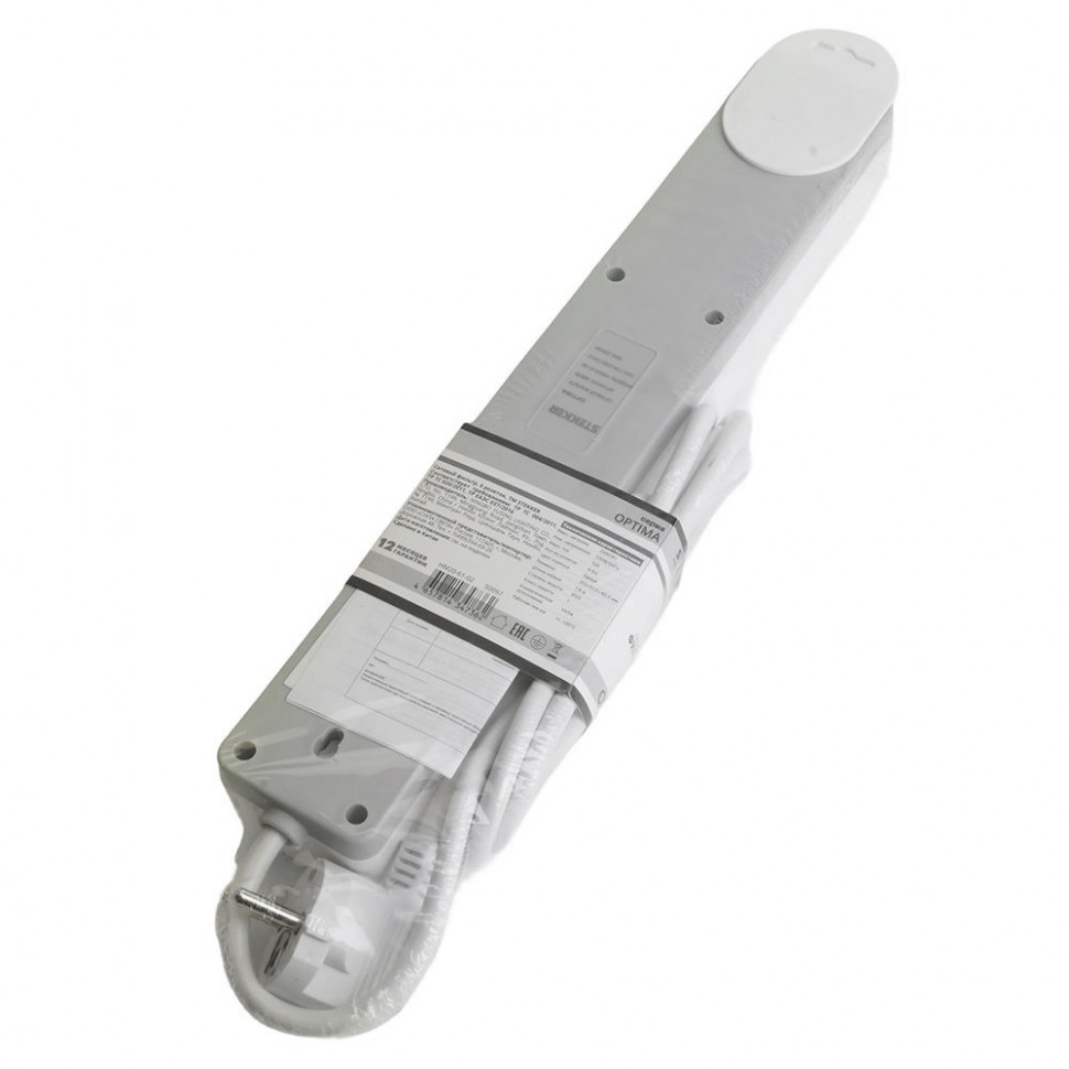 Сетевой фильтр 6-местный с/з STEKKER HM20-61-053x1мм2, 5 м, серия Optima, белый, артикул STEKKER 50097