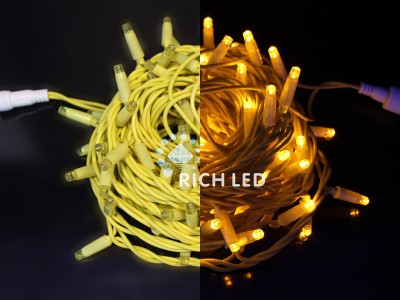 RL-S10C-24V-RY/Y Светодиодная гирлянда 10 м, 24 вольта, желтый, желтая резина Rich LED 