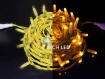 Светодиодная гирлянда 10 м, 24 вольта, желтый, желтая резина Rich LED