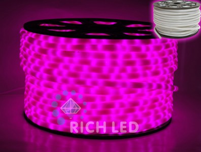 RL-DL-2WHM-100-240-P Светодиодный дюралайт 2-х провод. 100 метров розовый, молочный Rich LED 