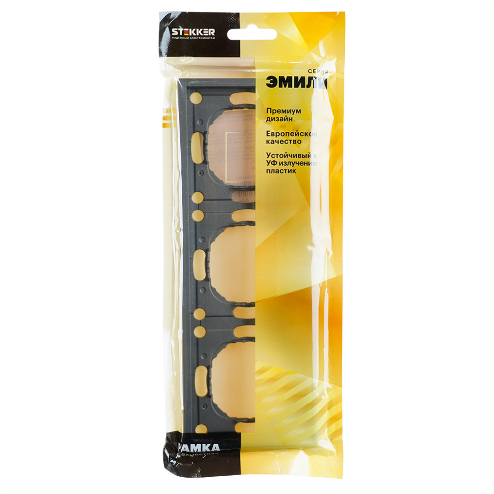 Рамка STEKKER, PFR00-5003-09 3-местная, серия Эмили, антрацит, soft touch, артикул STEKKER 49938