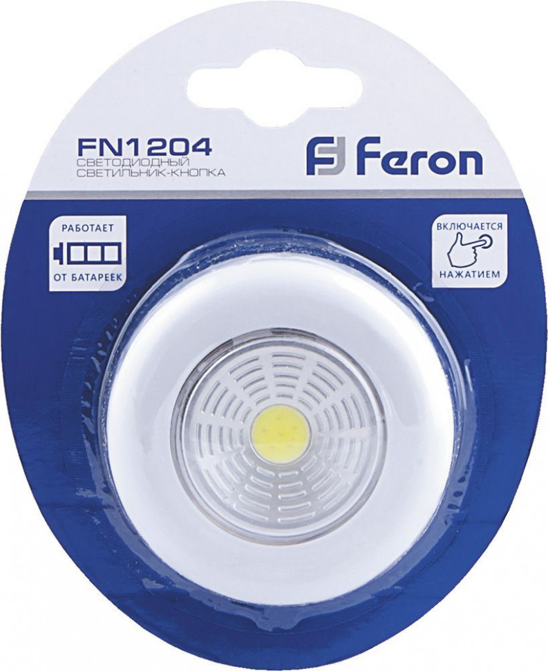 Светодиодный светильник-кнопка Feron FN1204 (1шт в блистере), 2W, белый, артикул FERON 23373