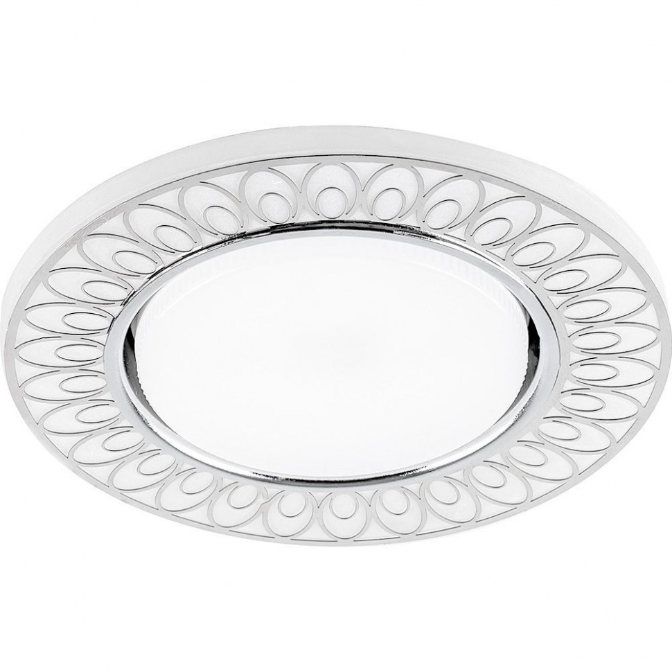 Светильник встраиваемый с белой LED подсветкой Feron CD9913 потолочный GX53 без лампы, матовый белый, хром, артикул FERON 32981