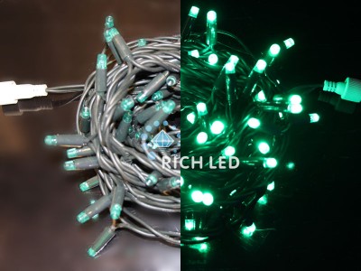 RL-S10C-24V-RG/G Светодиодная гирлянда 10 м, 24 вольта, зеленый, зеленая резина Rich LED 