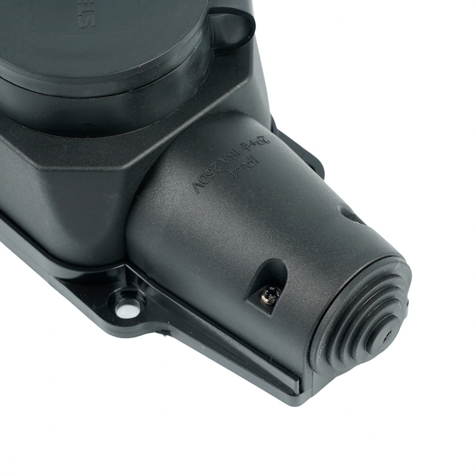 Розетка переносная 4-местная c/з, STEKKER, RST16-24-44, 250В, 16А, IP44, черный, артикул STEKKER 39019