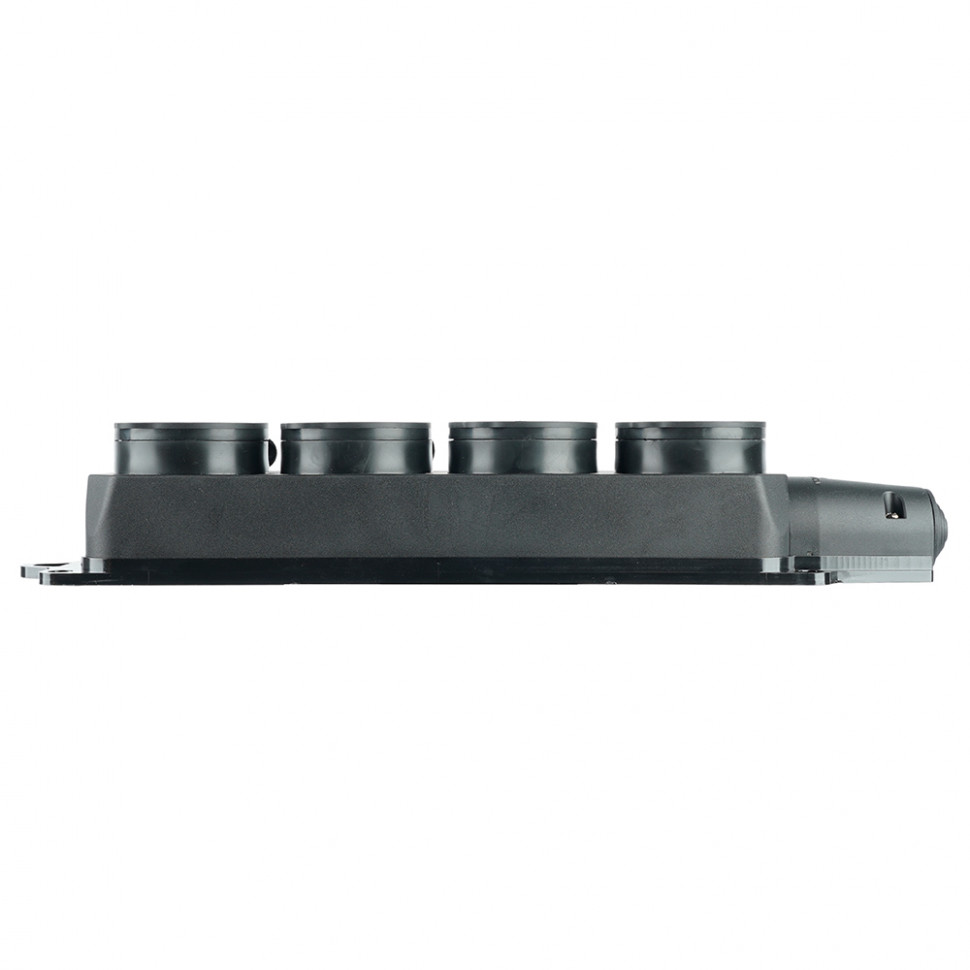 Розетка переносная 4-местная c/з, STEKKER, RST16-24-44, 250В, 16А, IP44, черный, артикул STEKKER 39019