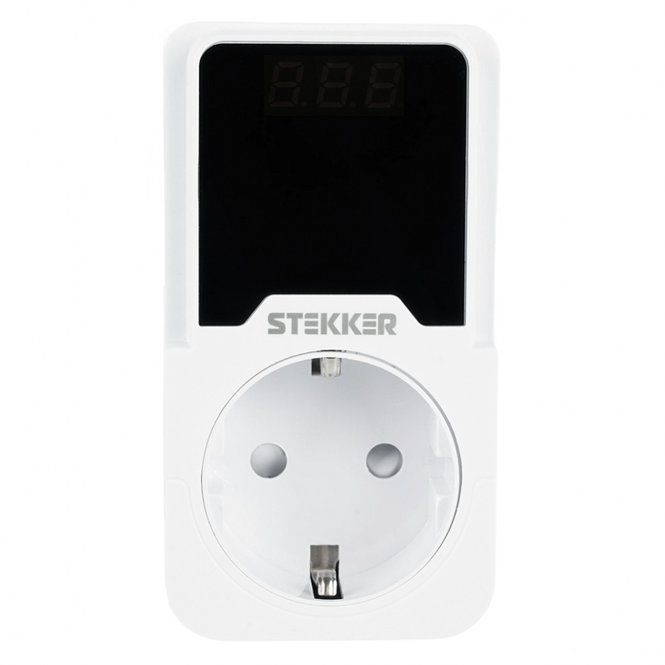 Реле напряжения для розетки регулируемое  STEKKER  VPR-200W, 230В,16A,белый, артикул STEKKER 50689