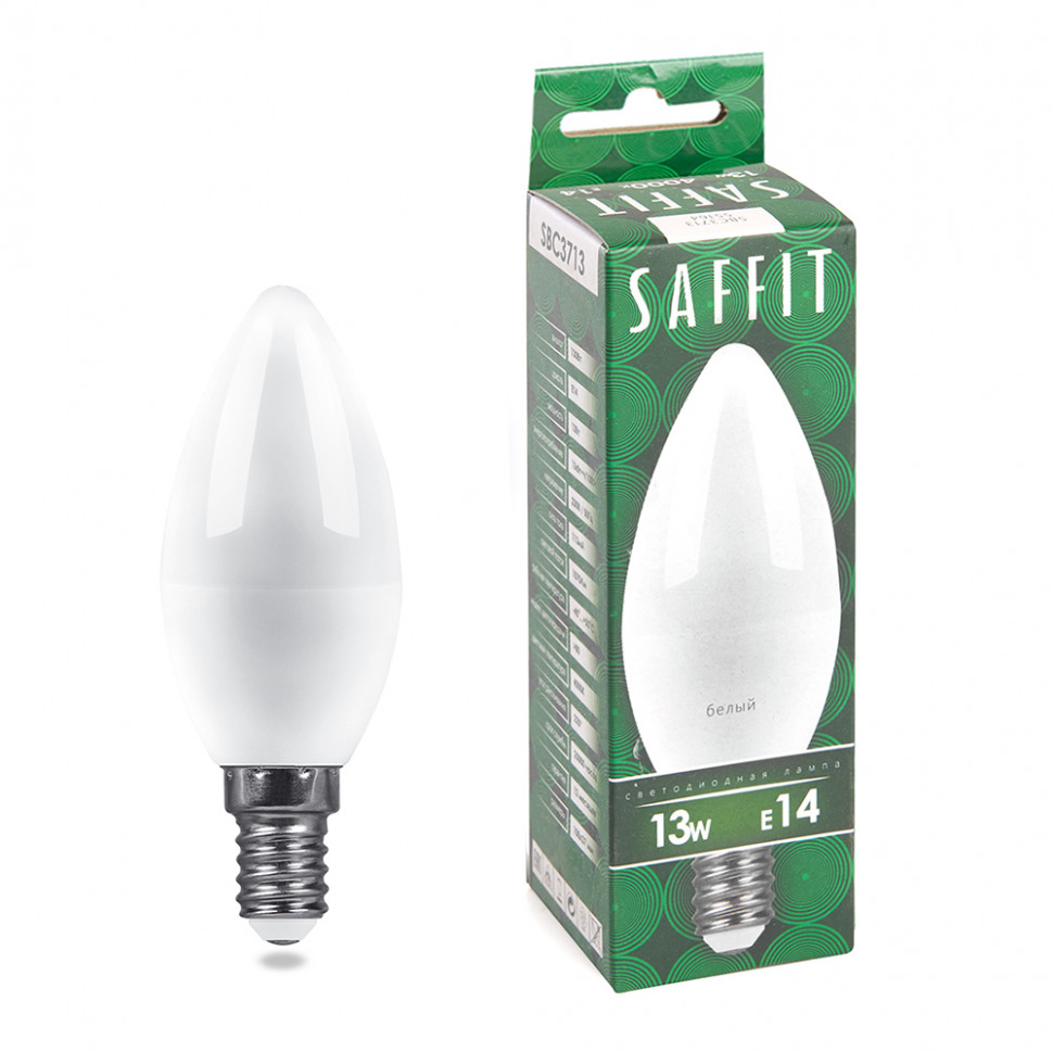 Лампа светодиодная SAFFIT SBC3713 Свеча E14 13W 230V 4000K, артикул SAFFIT 55164