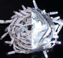 Светодиодная гирлянда 10 м, 24 вольта, белый, белая резина Rich LED