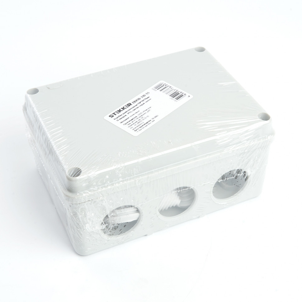 Коробка разветвительная STEKKER EBX10-310-55, 150*110*70мм,10 вводов, IP55, светло-серая (GE41242), артикул STEKKER 39999