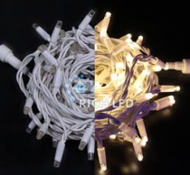 Светодиодная гирлянда 10 м, 24 вольта, белый теплый, белая резина Rich LED